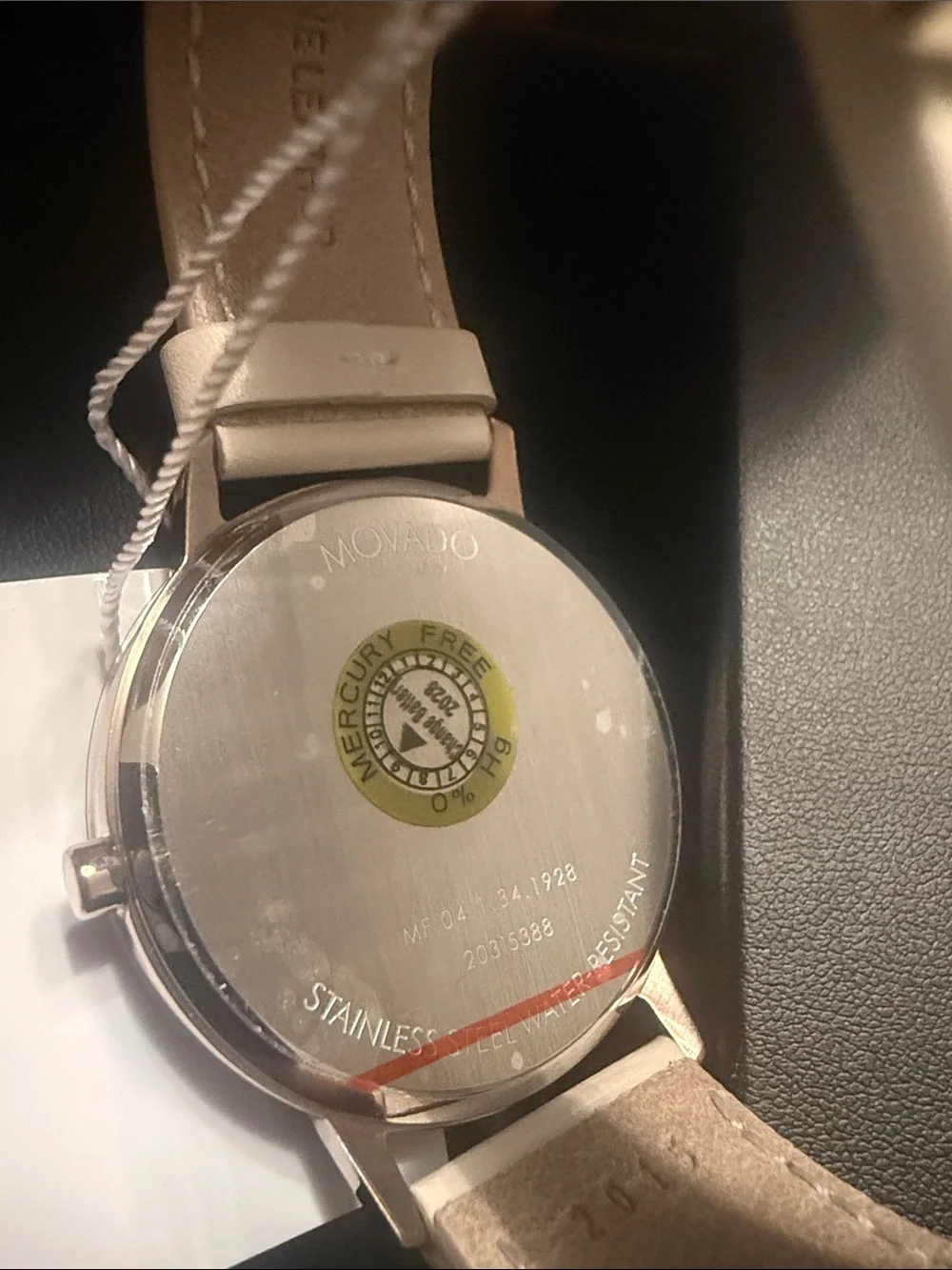 Movado Rose Gold Dial Cream Leather Strap Watch